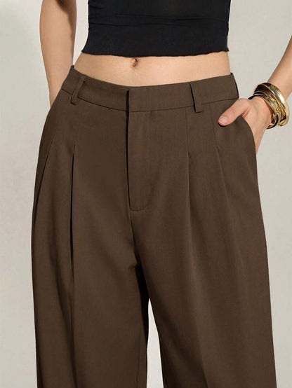 High Waist Pleated Wide Leg Pants