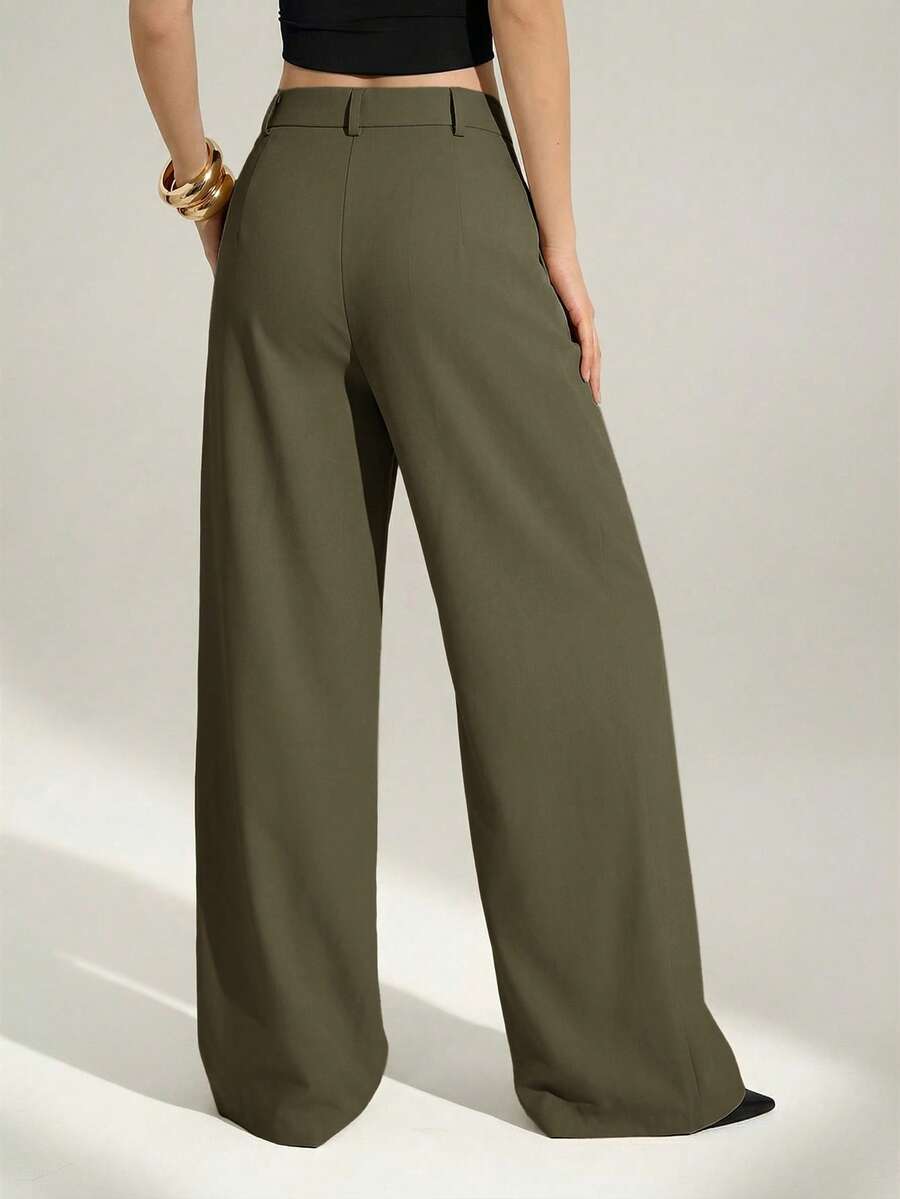 High Waist Pleated Wide Leg Pants