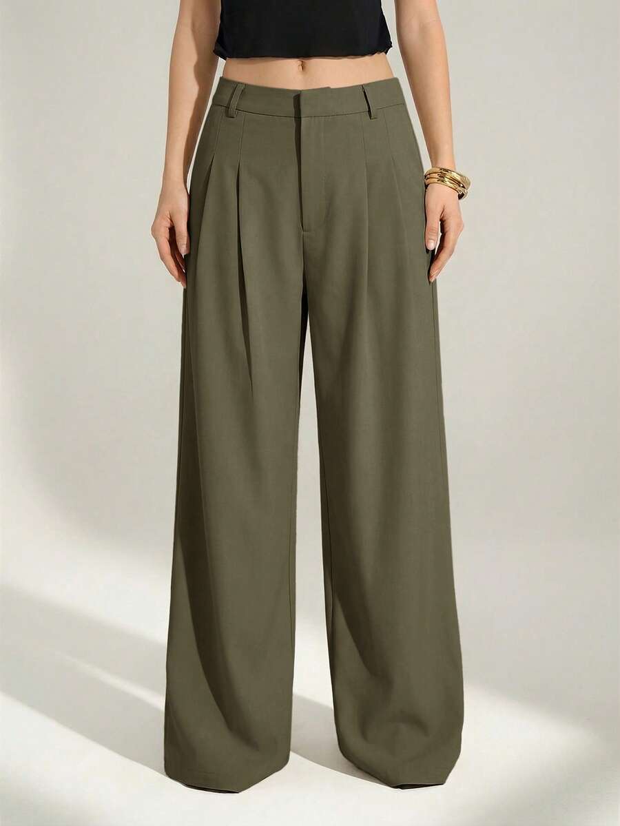 High Waist Pleated Wide Leg Pants