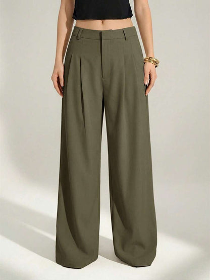 High Waist Pleated Wide Leg Pants