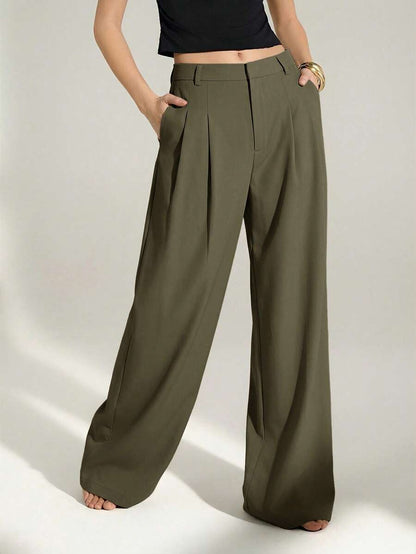 High Waist Pleated Wide Leg Pants