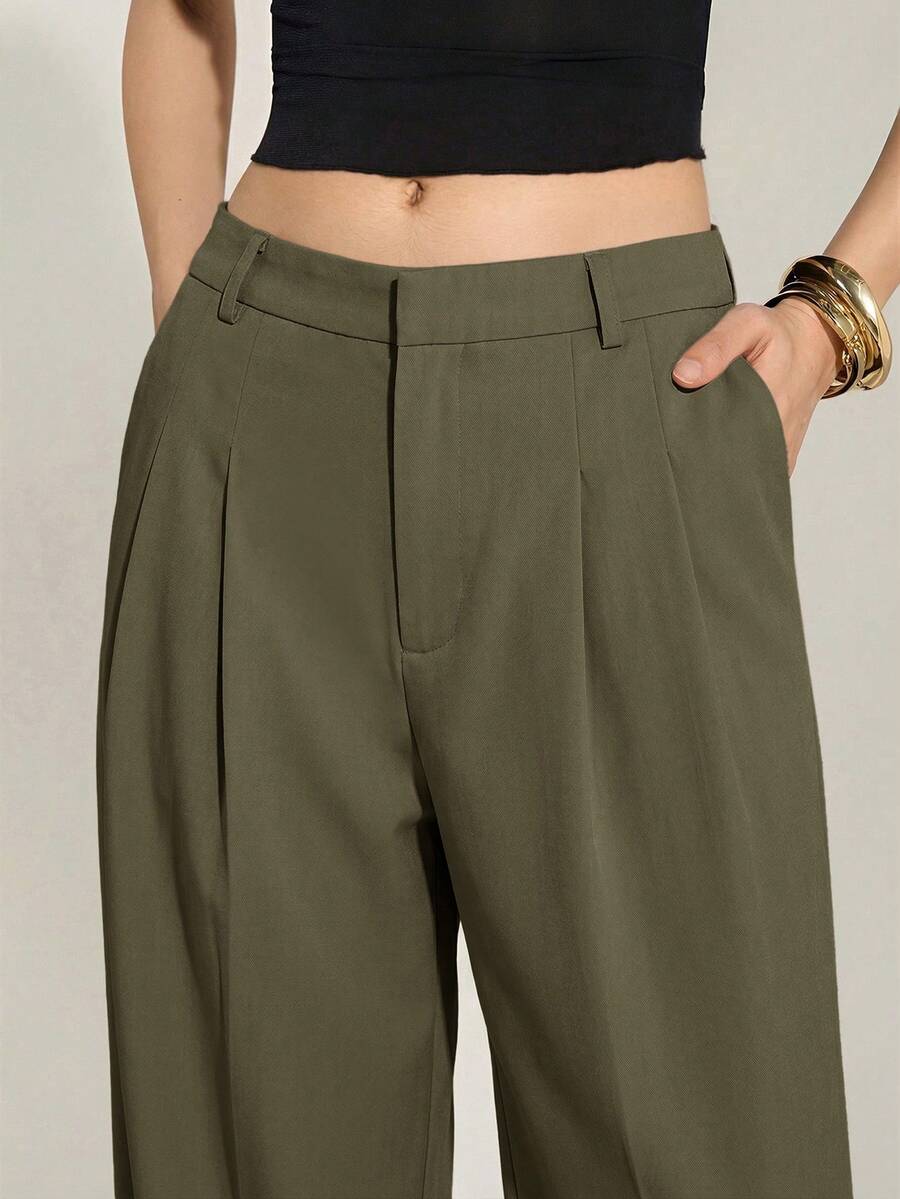 High Waist Pleated Wide Leg Pants