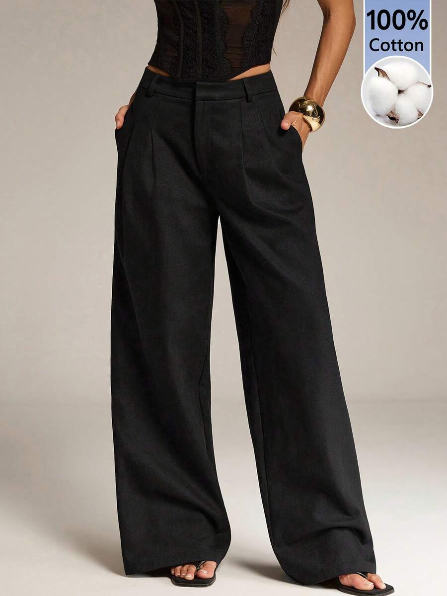 High Waist Pleated Wide Leg Pants