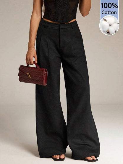 High Waist Pleated Wide Leg Pants