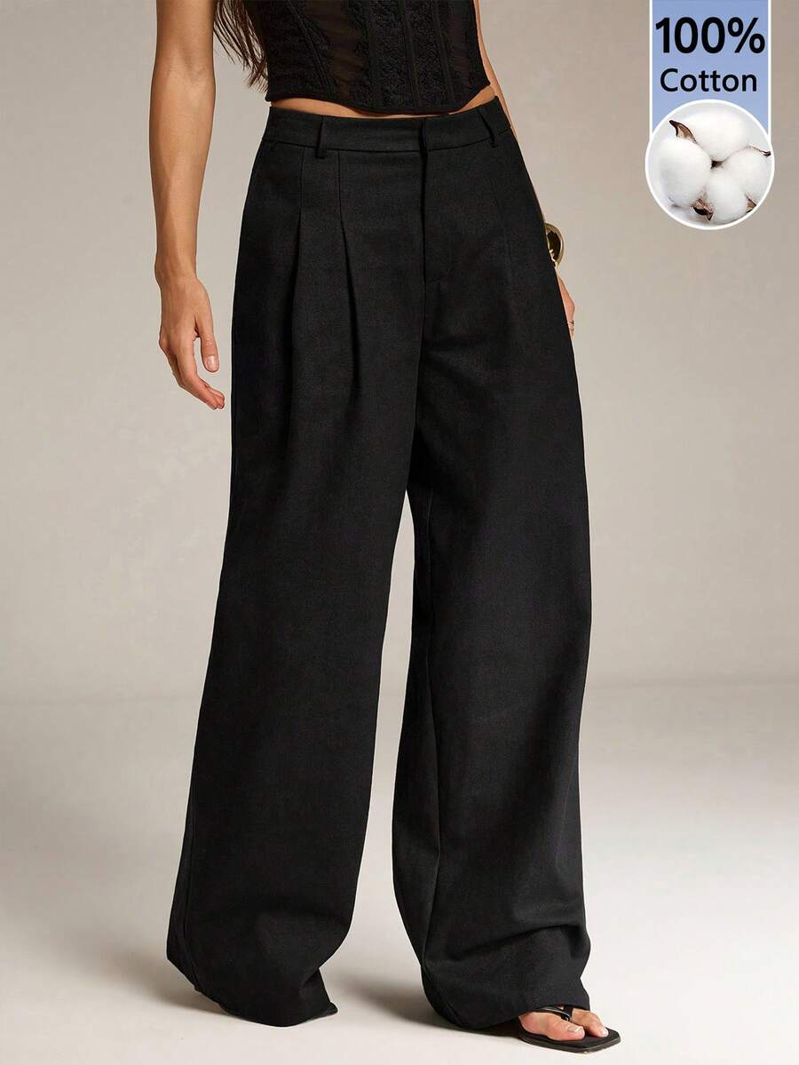 High Waist Pleated Wide Leg Pants