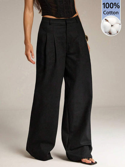 High Waist Pleated Wide Leg Pants