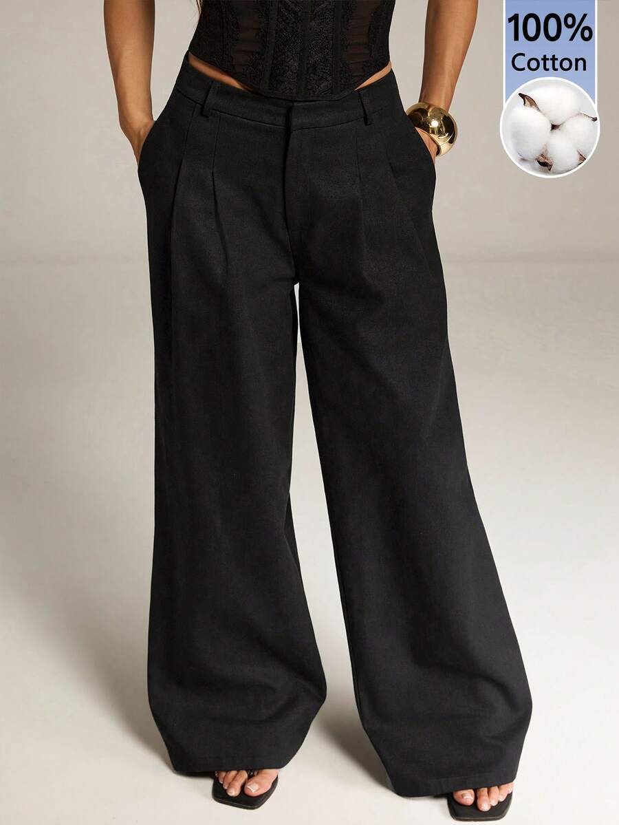 High Waist Pleated Wide Leg Pants
