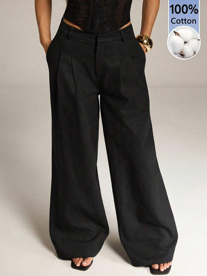 High Waist Pleated Wide Leg Pants