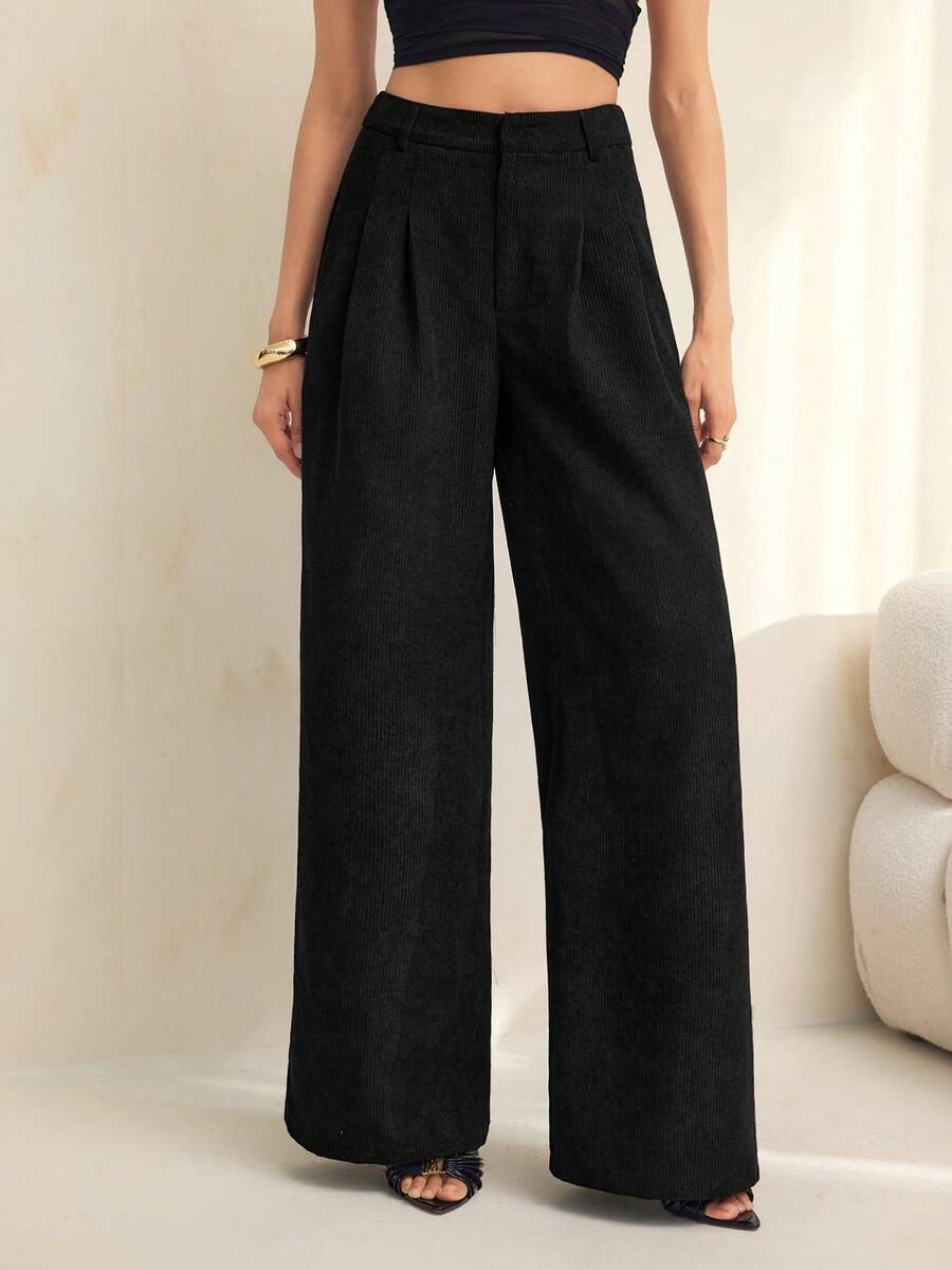 High Waist Pleated Wide Leg Pants