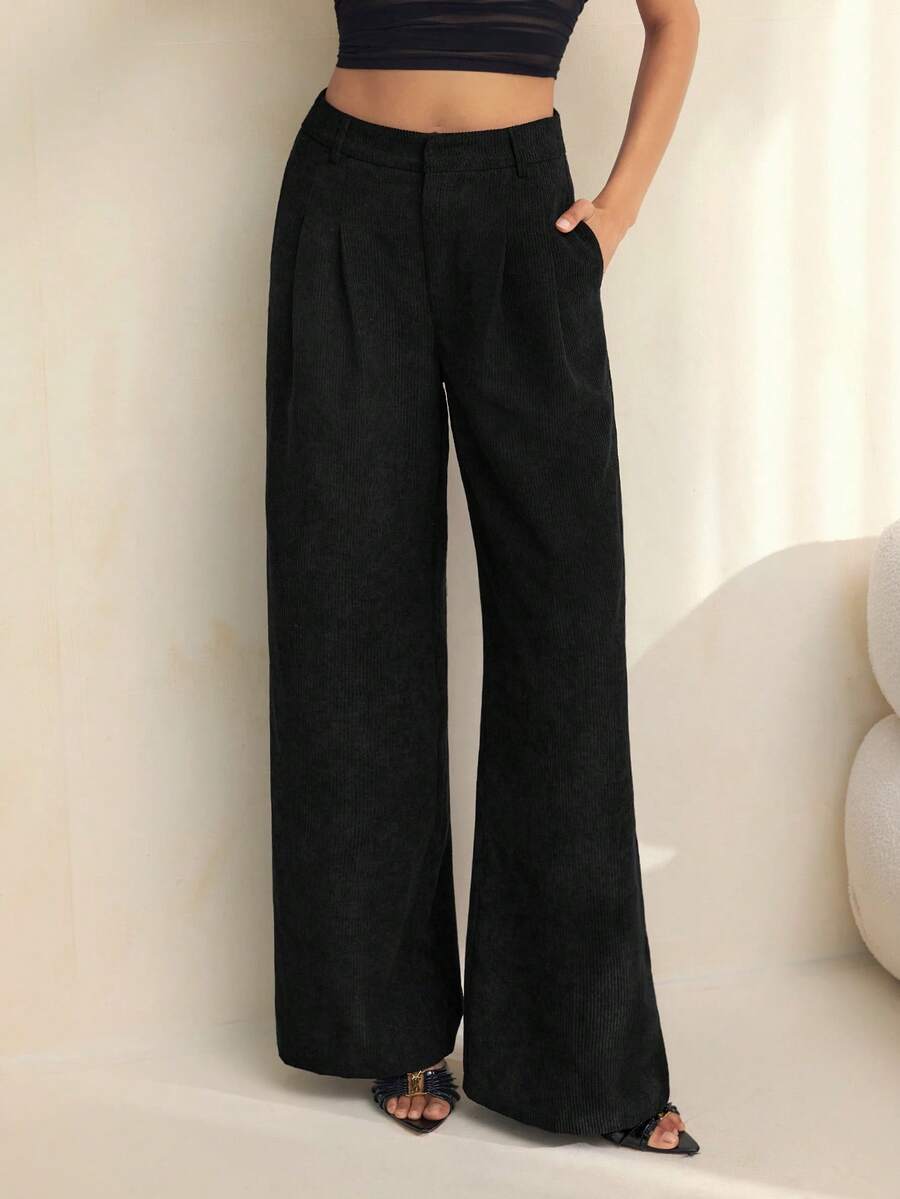 High Waist Pleated Wide Leg Pants