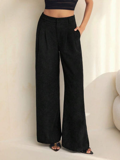 High Waist Pleated Wide Leg Pants