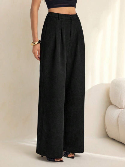 High Waist Pleated Wide Leg Pants