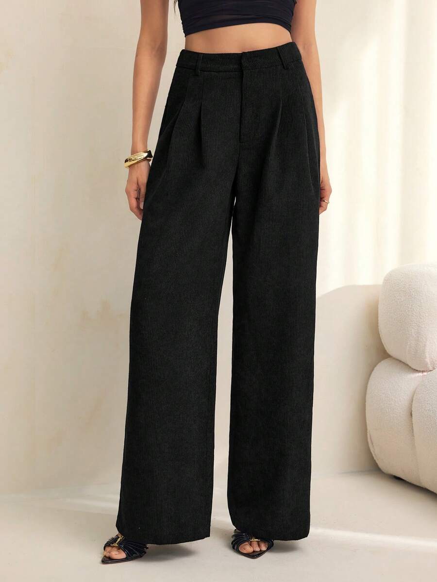 High Waist Pleated Wide Leg Pants