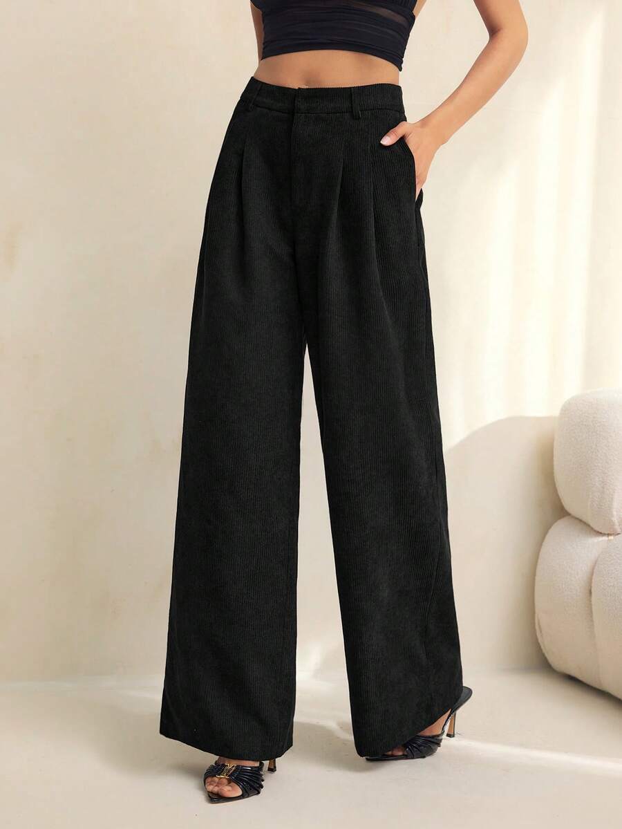 High Waist Pleated Wide Leg Pants