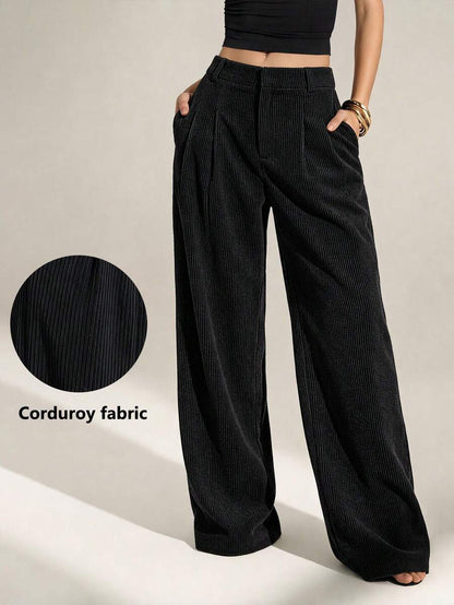 High Waist Pleated Wide Leg Pants