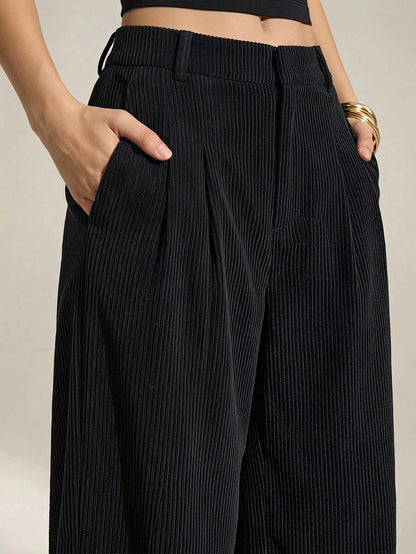 High Waist Pleated Wide Leg Pants