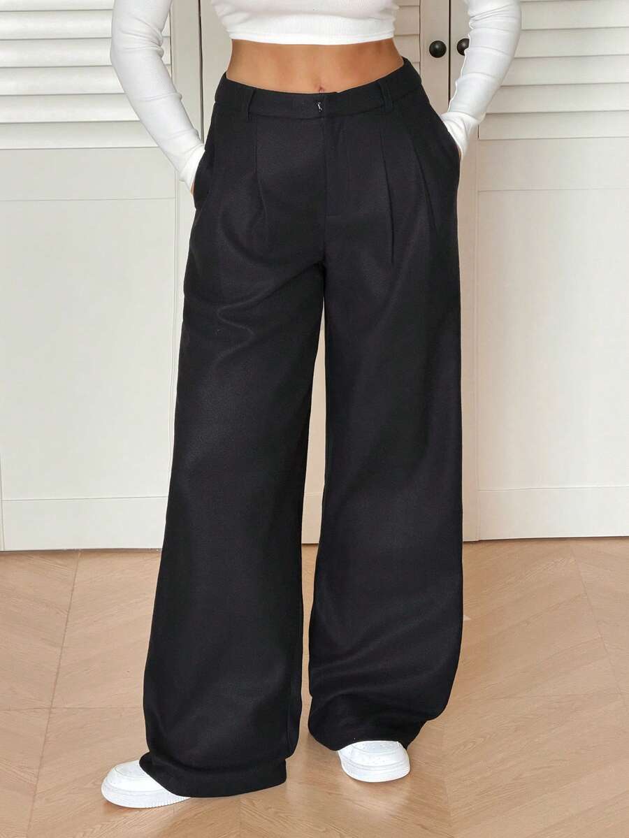 High Waist Pleated Wide Leg Pants