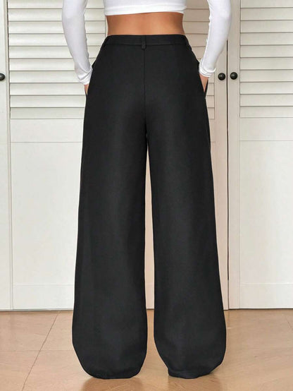 High Waist Pleated Wide Leg Pants
