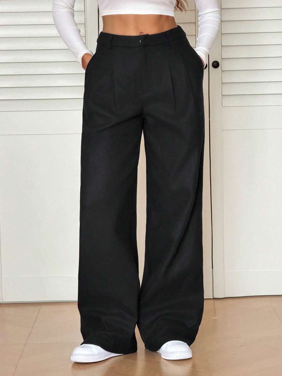 High Waist Pleated Wide Leg Pants