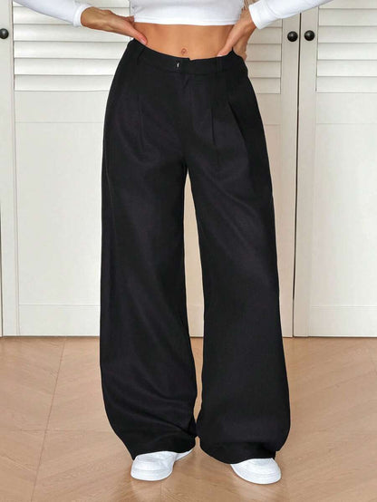 High Waist Pleated Wide Leg Pants