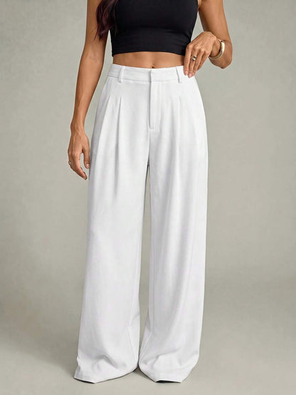 High Waist Pleated Wide Leg Pants