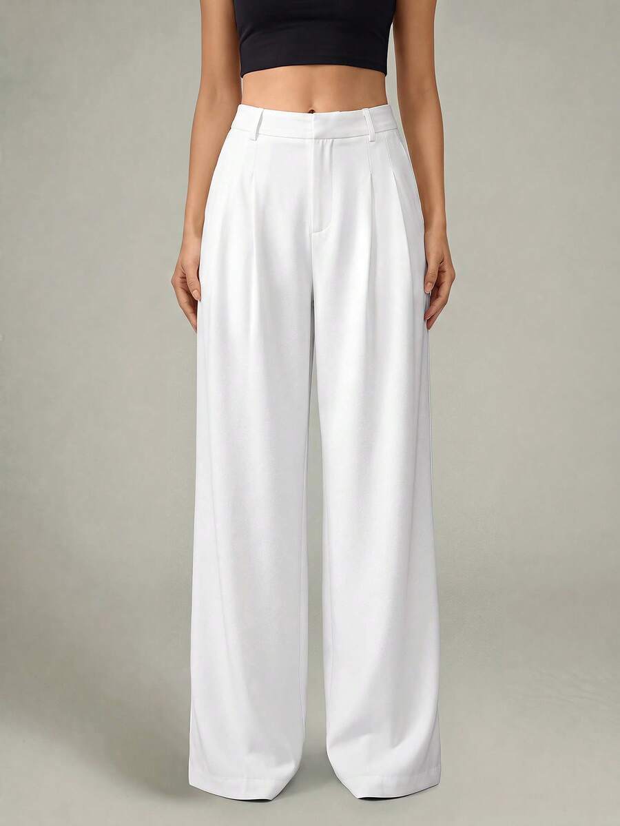 High Waist Pleated Wide Leg Pants