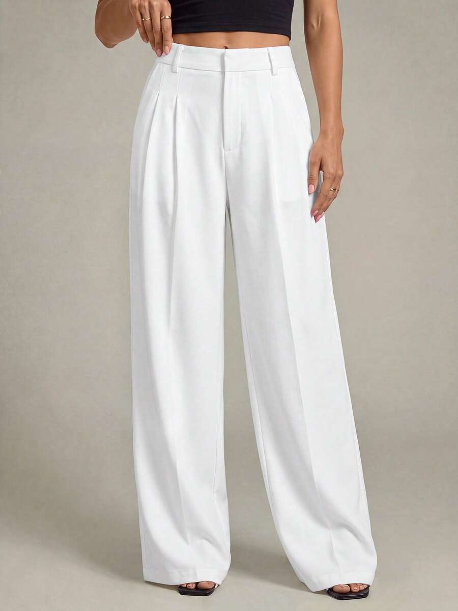 High Waist Pleated Wide Leg Pants