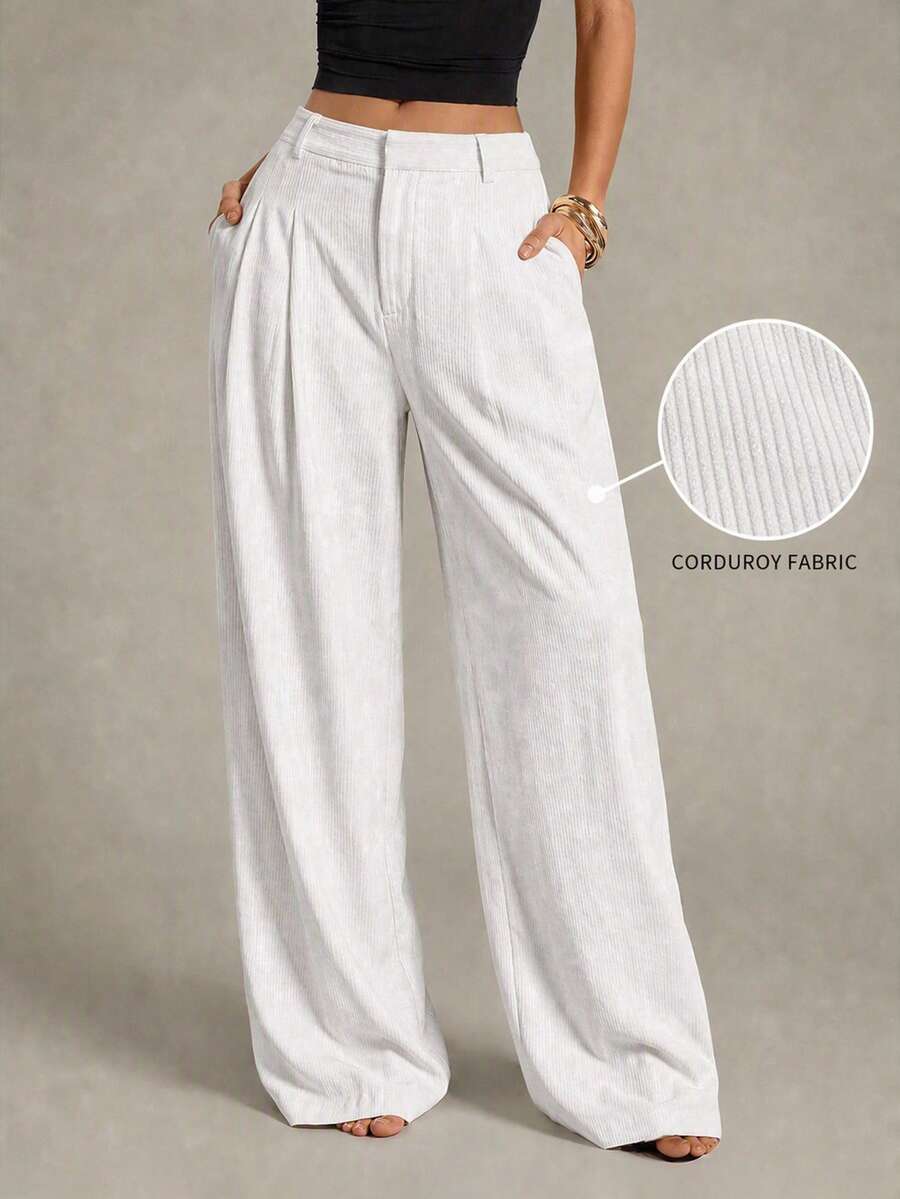 High Waist Pleated Wide Leg Pants