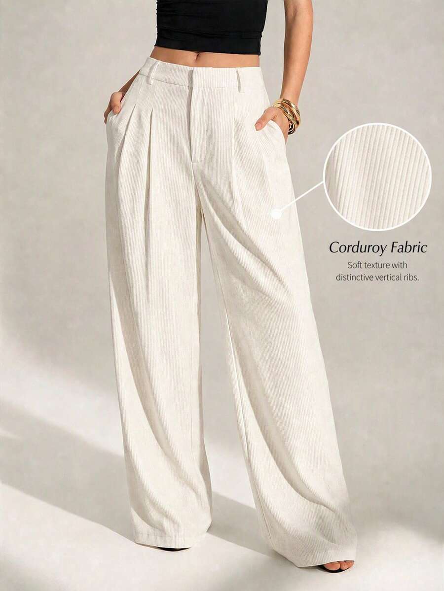High Waist Pleated Wide Leg Pants