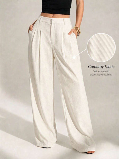 High Waist Pleated Wide Leg Pants