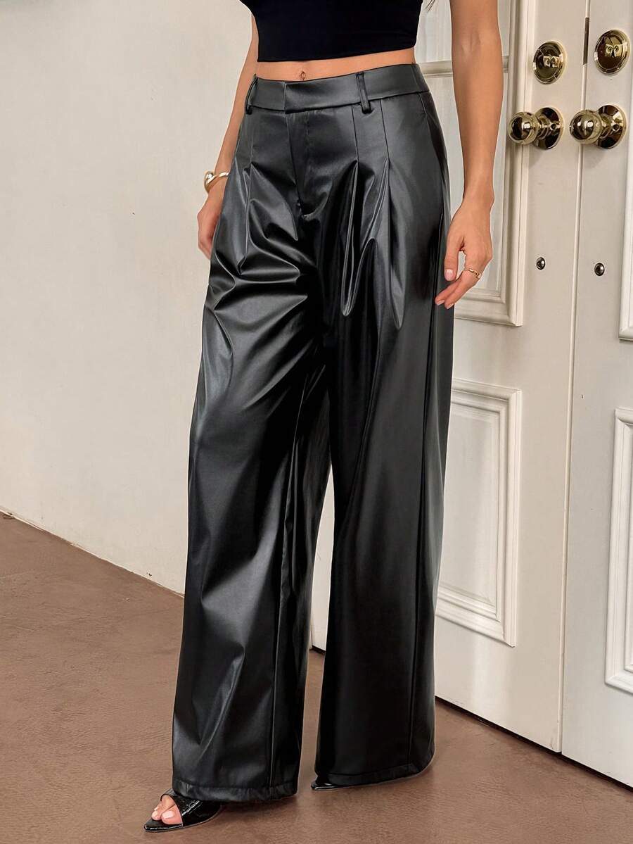 High Waist Pleated Wide Leg Pants