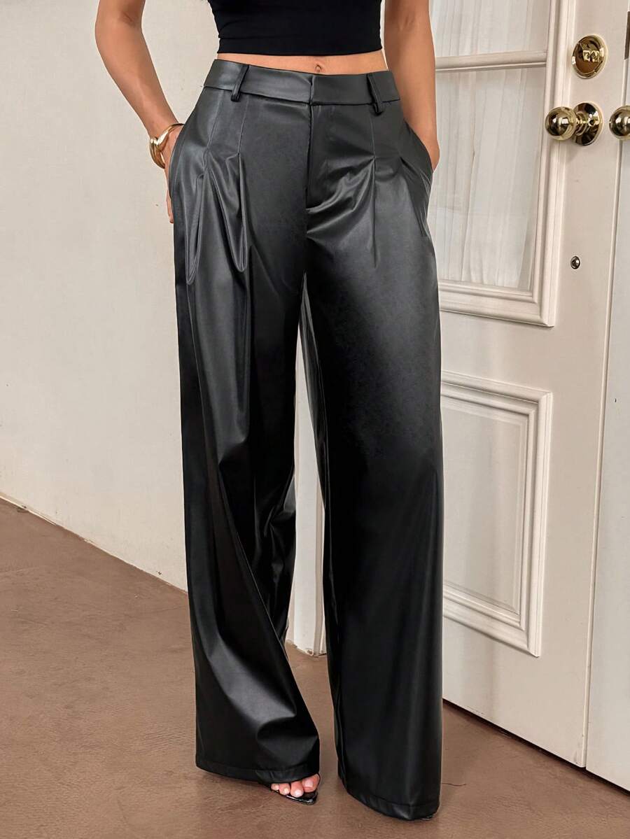 High Waist Pleated Wide Leg Pants