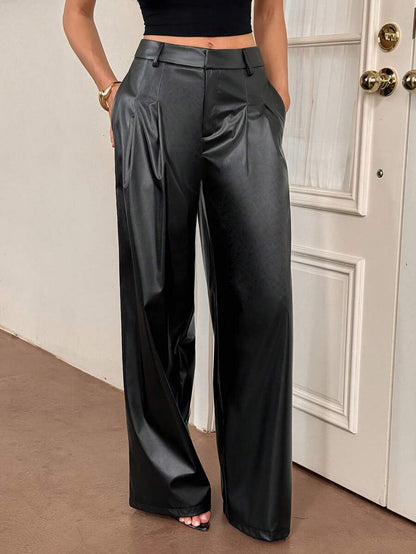 High Waist Pleated Wide Leg Pants