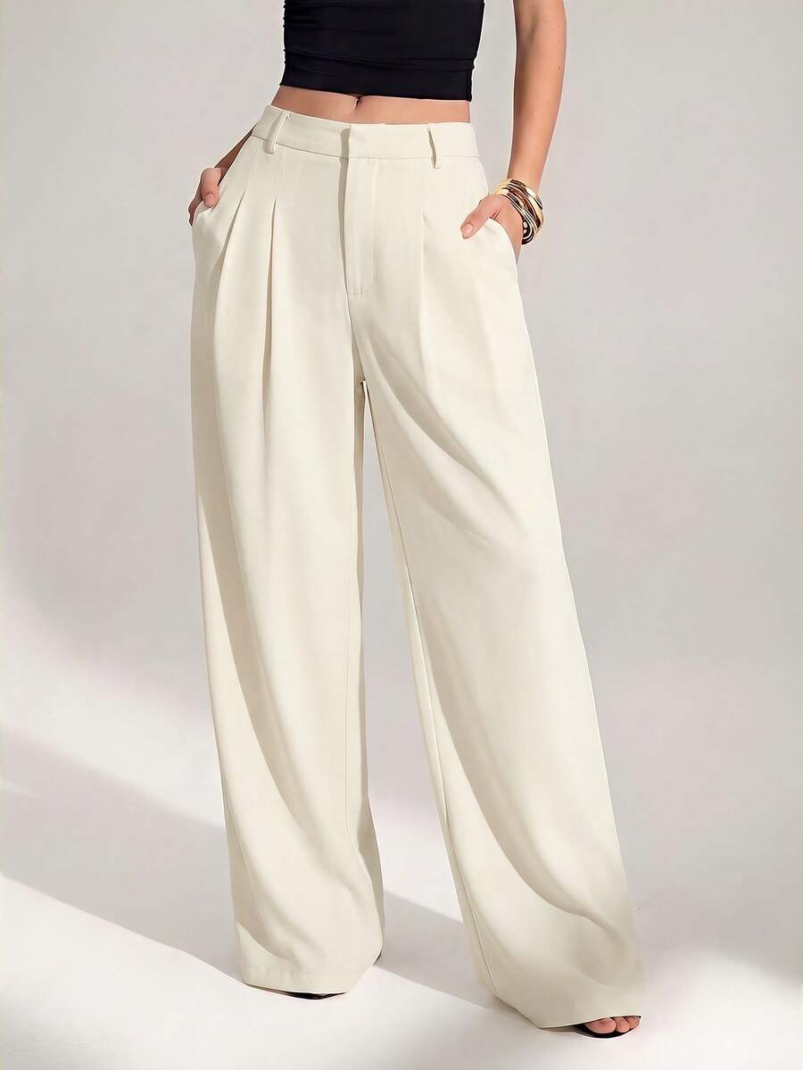 High Waist Pleated Wide Leg Pants