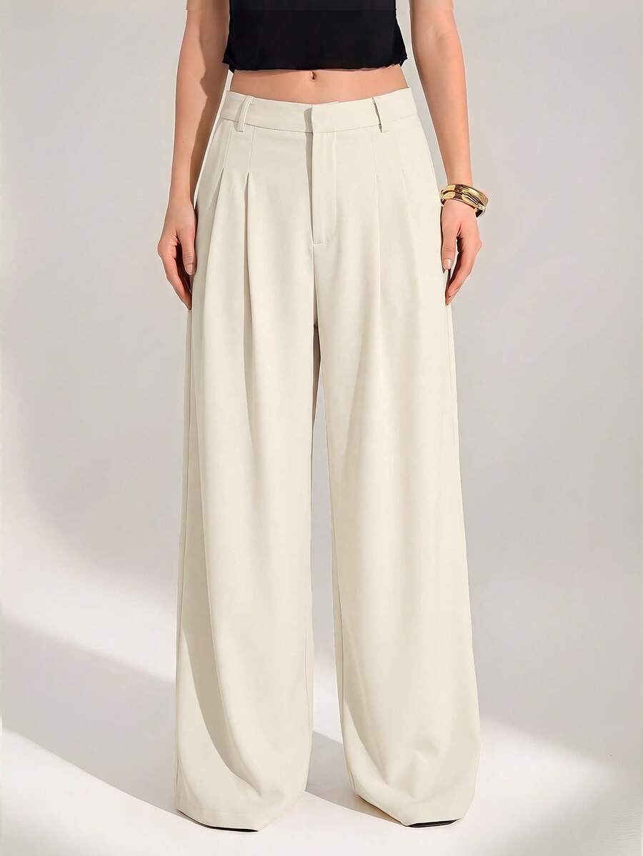 High Waist Pleated Wide Leg Pants