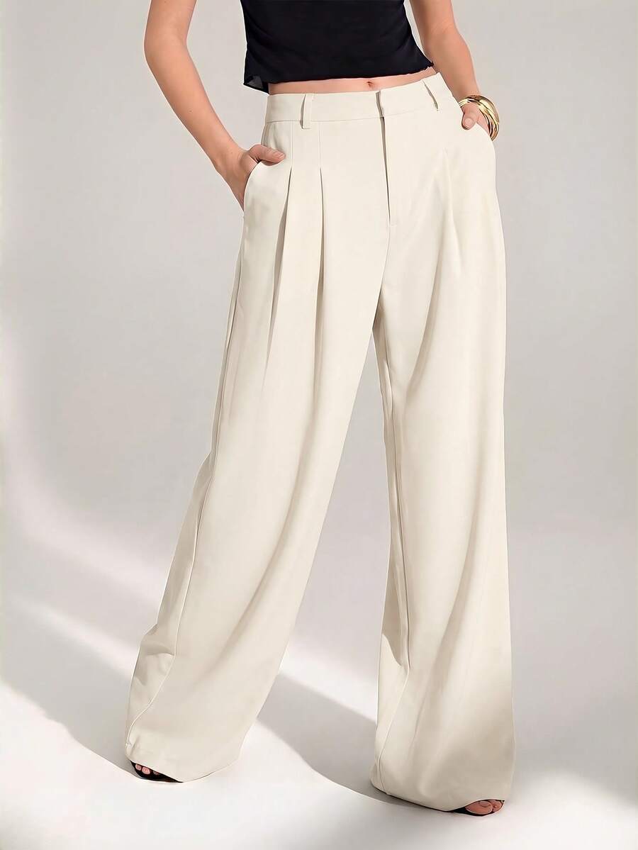 High Waist Pleated Wide Leg Pants