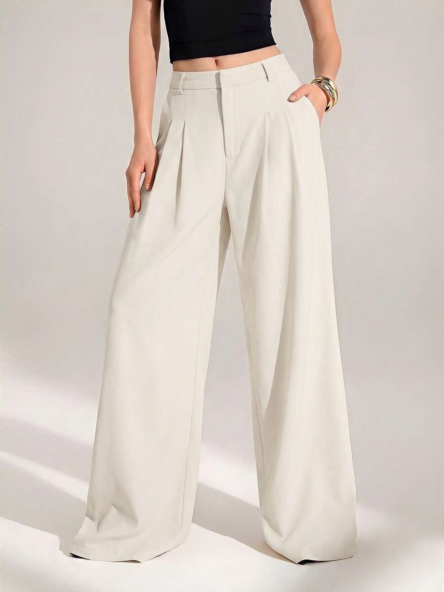 High Waist Pleated Wide Leg Pants