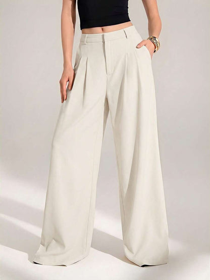 High Waist Pleated Wide Leg Pants
