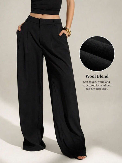High Waist Pleated Wide Leg Pants