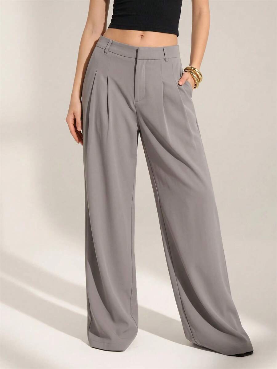 High Waist Pleated Wide Leg Pants