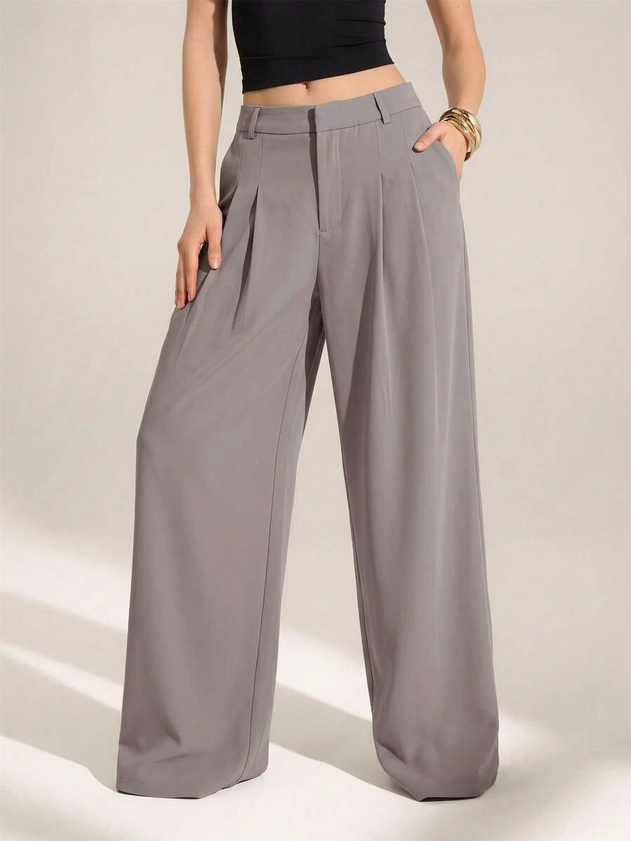 High Waist Pleated Wide Leg Pants