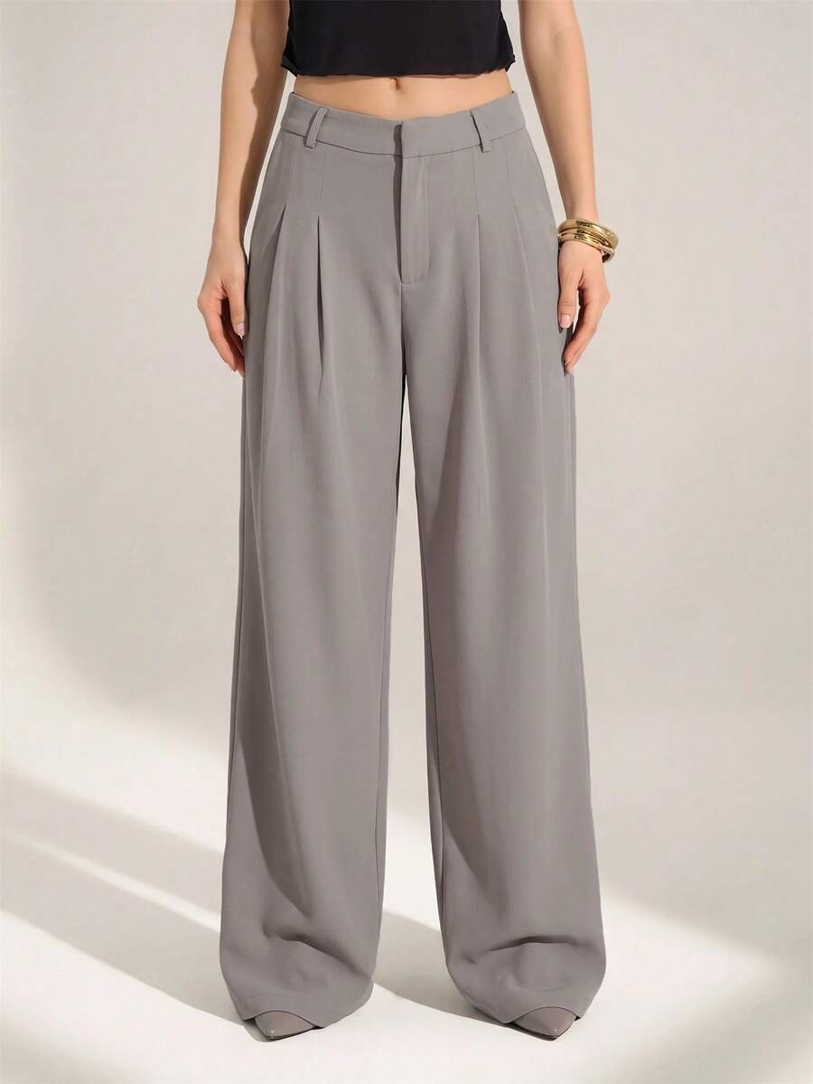 High Waist Pleated Wide Leg Pants