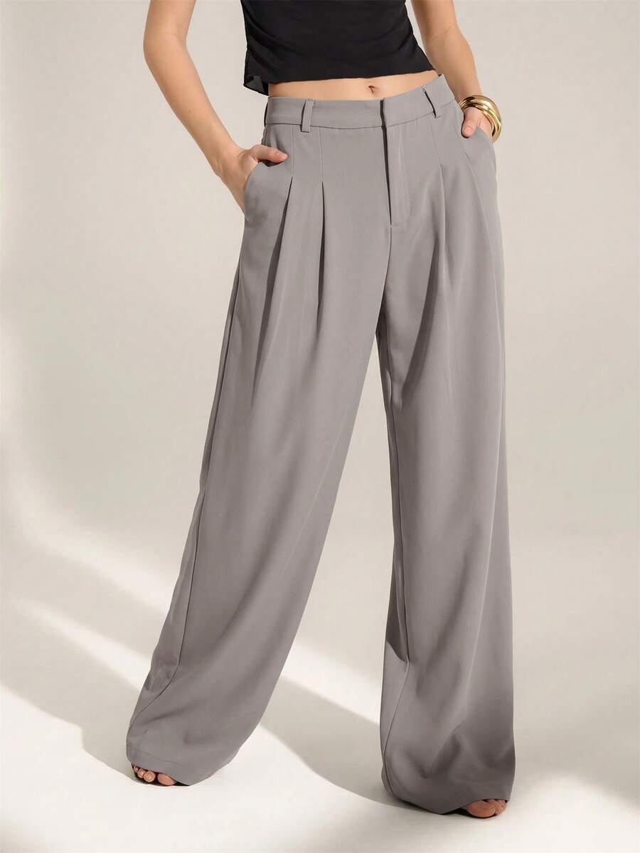 High Waist Pleated Wide Leg Pants