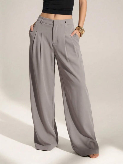 High Waist Pleated Wide Leg Pants