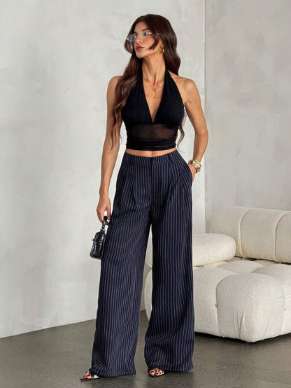 High Waist Pleated Wide Leg Pants