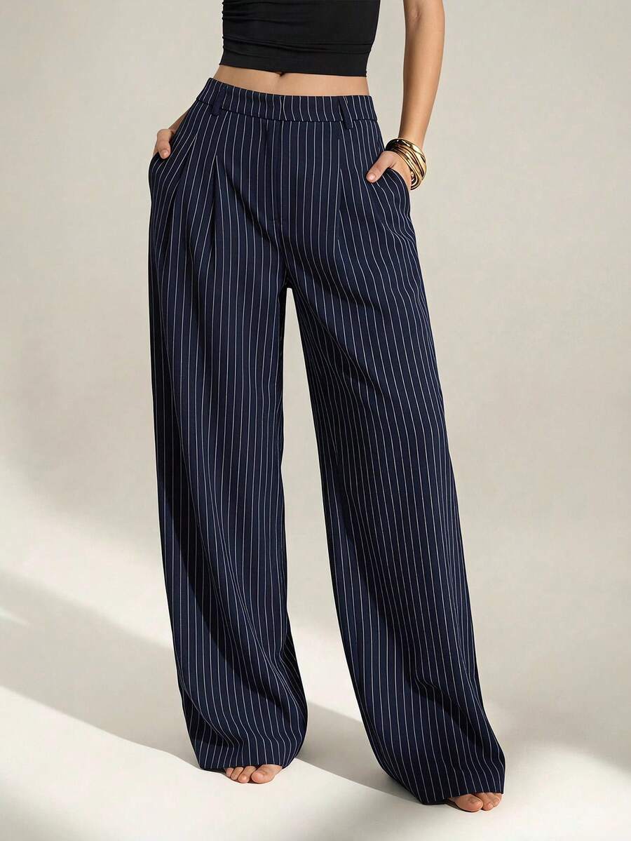 High Waist Pleated Wide Leg Pants