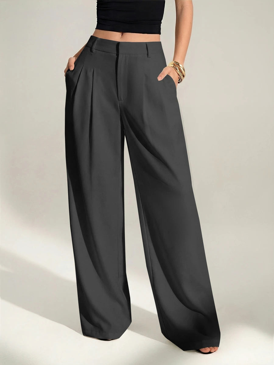 High Waist Pleated Wide Leg Pants