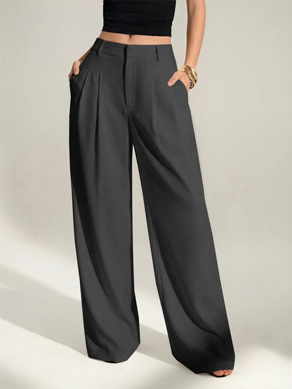 High Waist Pleated Wide Leg Pants