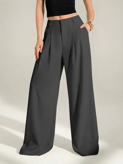 High Waist Pleated Wide Leg Pants