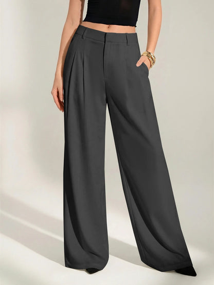 High Waist Pleated Wide Leg Pants